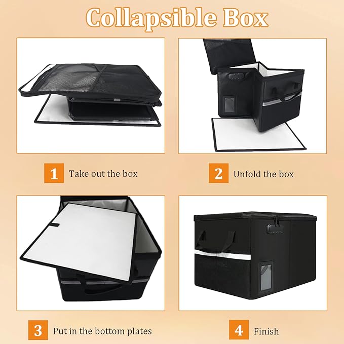File Box with Lock 5200°F with Heat Insulated,Fireproof Box File Storage Organizer Anti-Static,Collapsible Fireproof Document Filing Box with Handle,Portable Home Office Safe