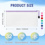 Jetec 32 Pcs Mesh Zipper Bags Toy Storage Bikini Organizer Bag Bolsas Para Guardar Trajes De Bano Waterproof Zipper Reusable Pouch Puzzle Multipurpose for Storage Office(Classic Color,9.5 x 4.5 Inch)