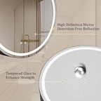 WallBeyond 28 in Round LED Medicine Cabinet with Mirror, Black Bathroom Cabinet with Storage, 3 Color Stepless Dimmable Lights, Anti-Fog, Memory Function, Hardwired, Surface Mount