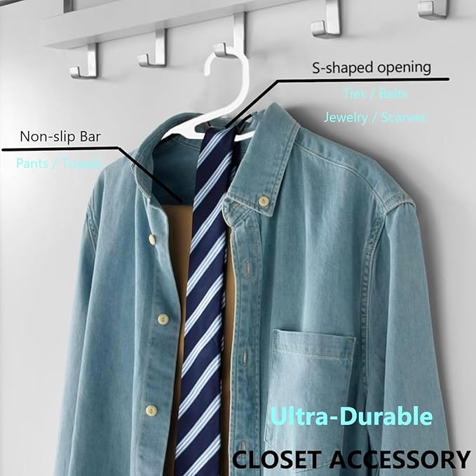 Plastic Hangers, Short Neck Hangers for Clothes, Z-Shape Shirt Hanger for Men 16.5", Flat Space Saving Blouse Hanger for Adults Suit, Hoody, Dress, Small Necked Clothing, Percha de Plástico White 20
