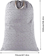 Extra Large Laundry Bag with Drawstring and Handle, Heavy Duty Travel Dirty Clothes Bag for Laundromat and Household, Durable Rip-Stop Laundry Hamper Liner, 28 x 40 Inch, Gray Match