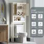 Over The Toilet Storage Cabinet, Over Toilet Storage Cabinet with Rattan Door and Anti-Tip, Above The Toilet Storage for Bathroom Behind The Toilet Bathroom Organizer, Rattan