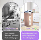 125L Extra Large Laundry Basket with Handles, Folding Dirty Clothes Hamper, Independent Laundry Hamper in 600D Oxford Fabric, Rugged Storage Basket for Family, Dorm, Khaki