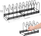 Toplife Pots and Pans Organizer Rack for Cabinet and Countertop, 10+ Pot Lids, Bakeware and Cookware Holder with 10 Adjustable Compartments - Black