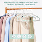 Pack of 50 Coat Hangers, Space-Saving Plastic Clothes Hangers, Non-Slip, 0.2 Inches Slim, 360° Swivel Silver Hook for Shirts, Pants, Suit & Wet/Dry Garments, Blue and White