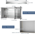 ExBrite LED Lighted Bathroom Medicine Cabinet with Mirror, 48 x 30 Inch, Recessed or Surface Mount, Anti-Fog, Stepless Dimming, Color Temperature Change, Built-in 6000K Sensor Light, Storage Shelves