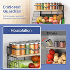Housolution 2 Pack Wall Mounted Fruit Basket with Wood Lid, Hanging Kitchen Storage Basket for Fruit and Vegetable, Potato and Onion Storage Organizer with Paper Towel Holder for Kitchen Countertop