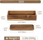Hanobe Bathroom Toilet Tank Basket: Wood Acacia 2pcs Toilet Paper Topper with Vanity Tray Back of Organizer Toiletry Storage Holder Box