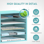 SUPEASY Wood Desk Organizer, 5 Tier Paper File Organizer for Desk, Wooden Desktop Organizer, Paper Letter Literature Mail Sorter, for Office School & Home Organization, Blue