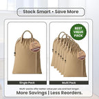 LFH Home Large Premium Cotton Canvas Laundry Bag with Drawstring and Handles Heavy Duty, Multi-Use, and Washable for Home, Travel, College or Storage 24x36 (Pack of 4)-Beige