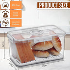 Bread Box Bread Boxes for Kitchen Counter Airtight, Time Recording Bread Storage Container with Lid, Bread Keeper for Homemade Bread, Toast, Bagel, Donut and Cookies, White
