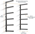Bora Portamate Wood Organizer and Lumber Storage Metal Rack with 6-Level Wall Mount – Indoor and Outdoor Use, PBR-006B