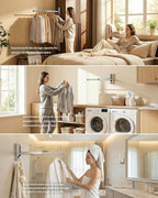 Wall Mounted Drying Rack 13" Foldable Clothes Hanger Silver Pull-Out Clothes Drying Rod for Laundry, Closets, Rntryway (2, 13" Silver)