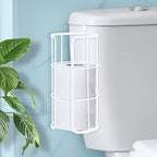 BROOKSTONE Over the Toilet Paper Holder Reserve - Toilet Paper Holder with Storage, Bathroom Toilet Paper Organizer, Metal Toilet Paper Roll Holder Fits Any Size Rolls - Matte White