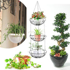 3-Tier Fruit Basket, Vegetable & Produce Storage, Rustic Brown Iron Hanging Kitchen Basket