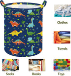 19.7 Inch Round Dinosaur Laundry Clothes Hamper Laundry Basket with Handles,Storage Organizer Bins Laundry Gift Basket for Room, Bedroom Decor