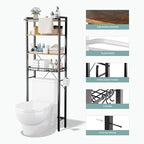 Over-The-Toilet Storage Shelf, 4-Tier Bathroom Organizer Shelf, Freestanding Space Saver Shelves Over Toilet with Adjustable Shelf for Bathroom, Brown