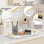 Guest Towel Holder Tray for Bathroom,Marble Slab with Handles -Napkin Holder for Kitchen - Bathroom Tray (Gold,Large)