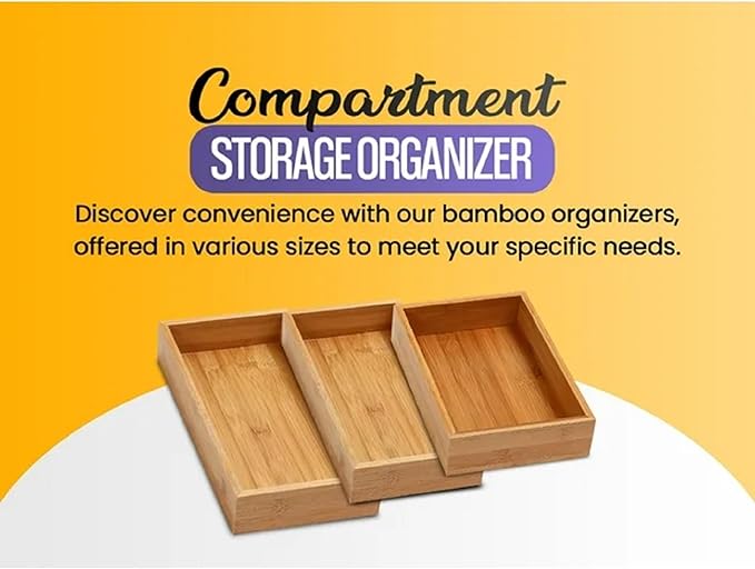 YBM HOME Bamboo Drawer Organizer Storage Box for Kitchen Drawer, Junk Drawer, Office, Bedroom, Children Room, Craft, Sewing, and Bathroom, 6x12x2 inch