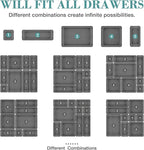 23 PCS Drawer Organizer Set, 5 Varied Size Bathroom and kitchen Drawer cabinet organizer Trays, Clear Storage Bins for Makeup, Jewelry, Utensils and Gadgets, Black