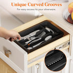 Lifewit Silverware Drawer Organizer Tray, Plastic Cutlery Storage for Kitchen, Flatware and Utensil Holder Divider for Spoons Forks Knives Tableware, 7.8 x 12.4", 4 Slots, Black
