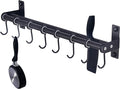 Dseap Pot Rack - Pots and Pans Hanging Rack Rail with 8 Hooks, Double Bars, Pot Hangers for Kitchen, Wall Mounted,Black