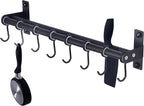 Dseap Pot Rack - Pots and Pans Hanging Rack Rail with 8 Hooks, Double Bars, Pot Hangers for Kitchen, Wall Mounted,Black