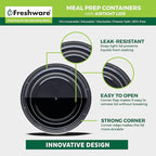 Freshware Meal Prep Containers with lids [150 Pack] Food Storage Containers, Bento Box, BPA-Free, Stackable, Microwave, Dishwasher, Freezer Safe, 32 Oz, Black