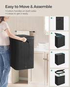 SONGMICS Laundry Hamper with Lid, Bamboo Laundry Basket, Removable Machine Washable Laundry Basket, with Handles, 39.6-Gallons, for Laundry Room, Bedroom, Bathroom, Ink Black ULCB062B01