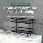 Bathroom Organizer Shelf - Over The Toilet Storage Rack, 2-Tier Floating Shelves with Hooks, No-Drill, Toilet Paper Holder for Restroom Bathroom Vanity Kitchen (Black, 2 Tier)