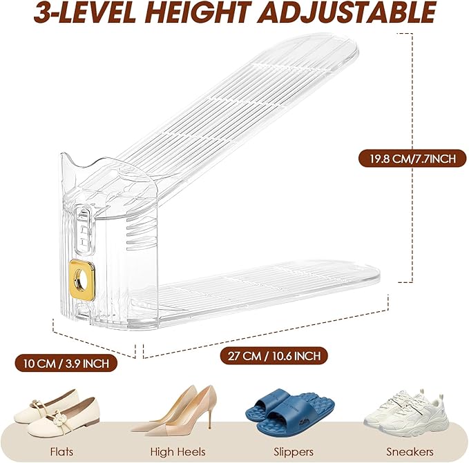 20 Pack Shoe Slots Organizer,Adjustable Shoe Stackers for a Pair of Shoes Double Deck Shoe Rack Holder for Closet