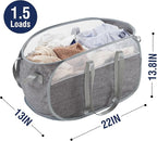 TECHMILLY Collapsible Laundry Basket, Foldable Tear Proof Mesh Pop Up Hamper with Reinforced Carry Handles for Laundry, Bathroom, Dorm or Travel (Grey)