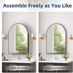 Medicine Cabinets for Bathroom, Black Arched Medicine Cabinet Recessed or Surface Wall-Mounted,Modern Bathroom Vanity Mirror with Storage, Mirrored Cabinet with Adjustable Shelves,24x36 Inch