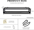 Metal Iron Hanging Plant Shelf with Chain for Kitchen Bar Decor Ceiling Mounted Storage Rack for Flowers and Wine (80x25x15cm)