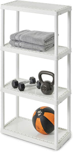 Gracious Living 4 Shelf Fixed Height Solid Light Duty Storage Unit 12 x 24 x 48 for Home, Garage, Basement, & Laundry, White (3 Pack)