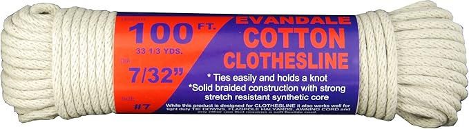 T.W Evans Cordage 43-070 7/32-Inch Evandale Cotton Clothesline 100 Hank