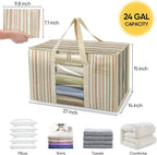 BALEINE 4-Pack Oversized Moving Bags with Reinforced Handles, Heavy-Duty Storage Tote Moving Supplies for Packaging, Camping (Color Stripe, 4-Pack)