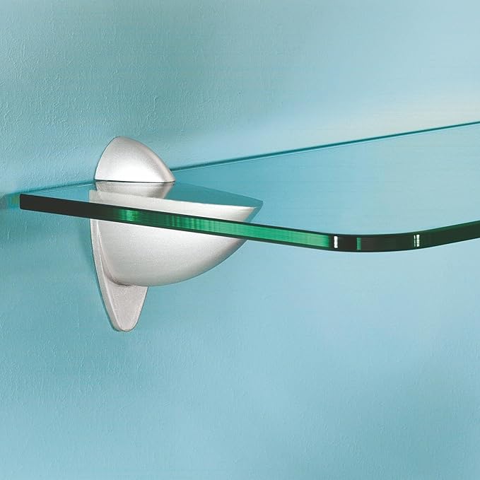 Glass Shelves - Tempered Safety Glass Shelves for Bathroom, Choose Over 20 Shelf Brackets and Multiple Shelf Sizes - Ara Style - 23.6 x 11.8 in - White Clip