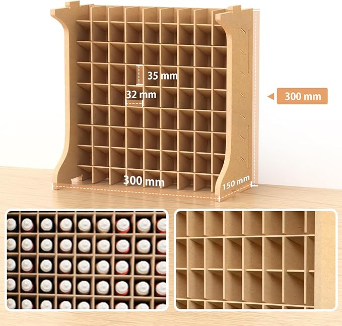 Large Capacity Plastic Model Tool Storage Paint Rack - Holds 72 Pieces, Compatible with Vallejo Modular Paint Rack, MDF Material, GK12