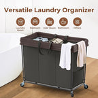 320L Laundry Hamper with Wheels, 3 Section Large Rolling Laundry Basket Bag with Wheels, Clothes Hamper Cart for Laundry, Bedroom, Bathroom and Dorm