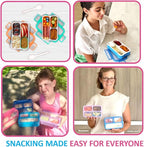 Small Snack Containers for Kids Toddlers - 3 Compartments (Set of 2) - Leak-proof Reusable Snack Boxes with Lids - BPA-Free Mini Bento Lunch Box - Ideal for School, Holds 2 Cups (Pink + Purple)