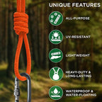 TECEUM Rope – 150 Feet x 1/4 Inch (7mm) – Orange – Strong All-Purpose Utility Rope – Camping, Crafting, Flag Pole, Indoor & Outdoor – Polypropylene Nylon Poly Lightweight Diamond Braided Cord