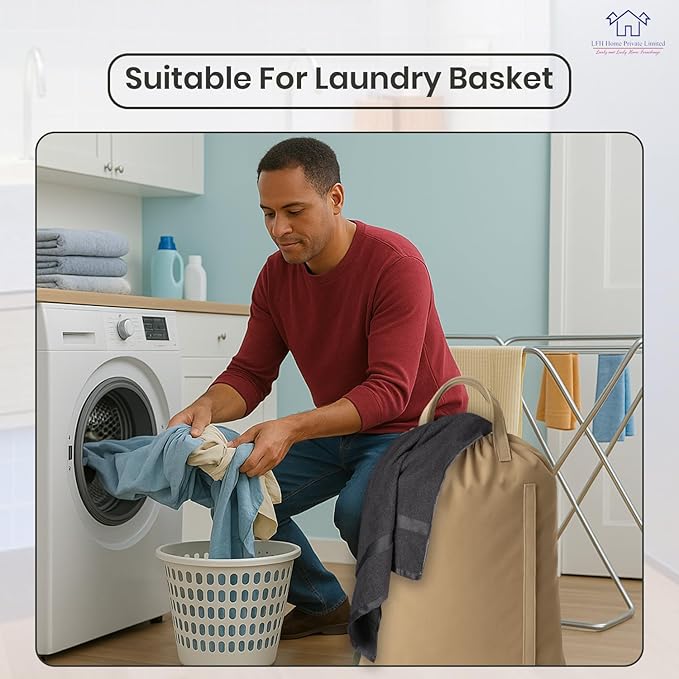 LFH Home Large Premium Cotton Canvas Laundry Bag with Drawstring and Handles Heavy Duty, Multi-Use, and Washable for Home, Travel, College or Storage 28x40 (Pack of 4)-Beige