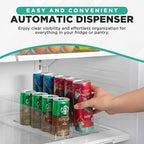 Oizeir Automatic Soda Can Organizer - 2-Pack - Soda Can Dispenser For Refrigerator - Automatic Drink Holder For Fridge - Organizing Rack for Kitchen or Pantry - Beverage Dispenser & Holder (Small)