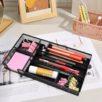 Desk Drawer Organizer, Office Metal Mesh Drawer Divider Organizer Tray with 6 Compartments, Pen Organizer for Desk Drawers Tray Desktop Accessories(COLOR:Black)