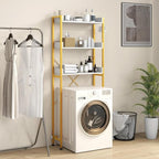 Giantex Over The Toilet Storage Shelf, 3-Tier Freestanding Space Saver Above Toilet with 4 Hooks, Adjustable Bottom Bar, Over Toilet Bathroom Organizer for Restroom, Laundry, Easy Assembly