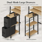 Over the Toilet Storage Cabinet with Doors, 2 Large Drawers & 6 Hooks, Over the Toilet Organizer with Toilet Paper Holder, Over the Toilet Storage for Bathroom, Laundry Room, Natural