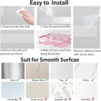 5 Pack Shower Caddy Organizer Rack Shelf for Inside Shower, Adhesive Bathroom Wall Storage Basket Rustproof Stainless Steel Shampoo Holder, Girly Bathroom Accessory Decor Set, Pink