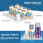 hanmir Drink Organizer for Fridge, Adjustable Width Soda Can Dispenser for Refrigerator Organizers and Storage, 3 Rows Beer Bottle Beverage Holder with Pusher Glide (14.96" D, White)