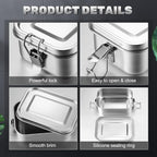 Umigy 4 Pcs Stainless Steel Food Containers Metal Bento Lunch Box Stainless Steel Food Storage Containers, Lockable Clips to Leak Proof, Reusable Dishwasher Snack Boxes for Work (550ml)